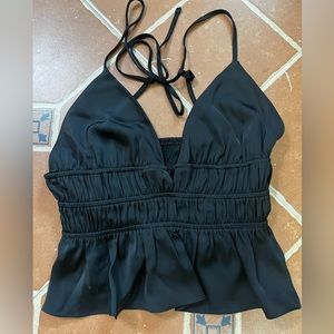 Low cut black peplum top
